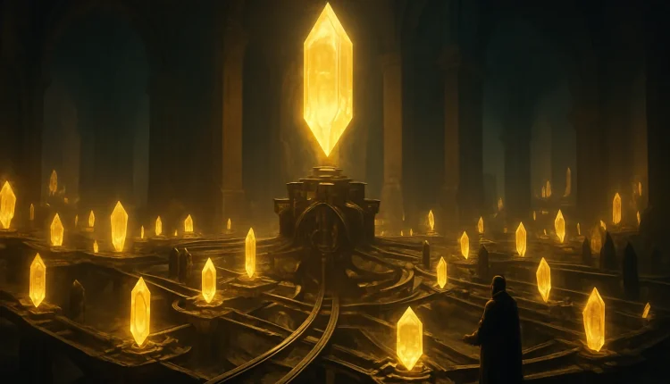 Year 4500 protocol architects sort Hegota upgrade proposals in a futuristic forge